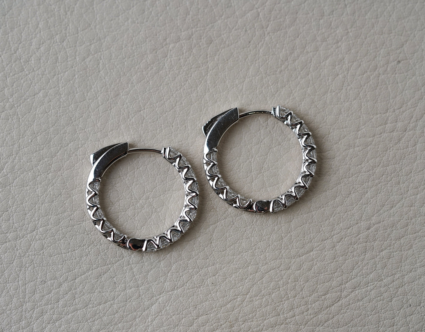 2.00tcw 14k White Gold Lab Grown Diamond Inside Out Diamond Hoops