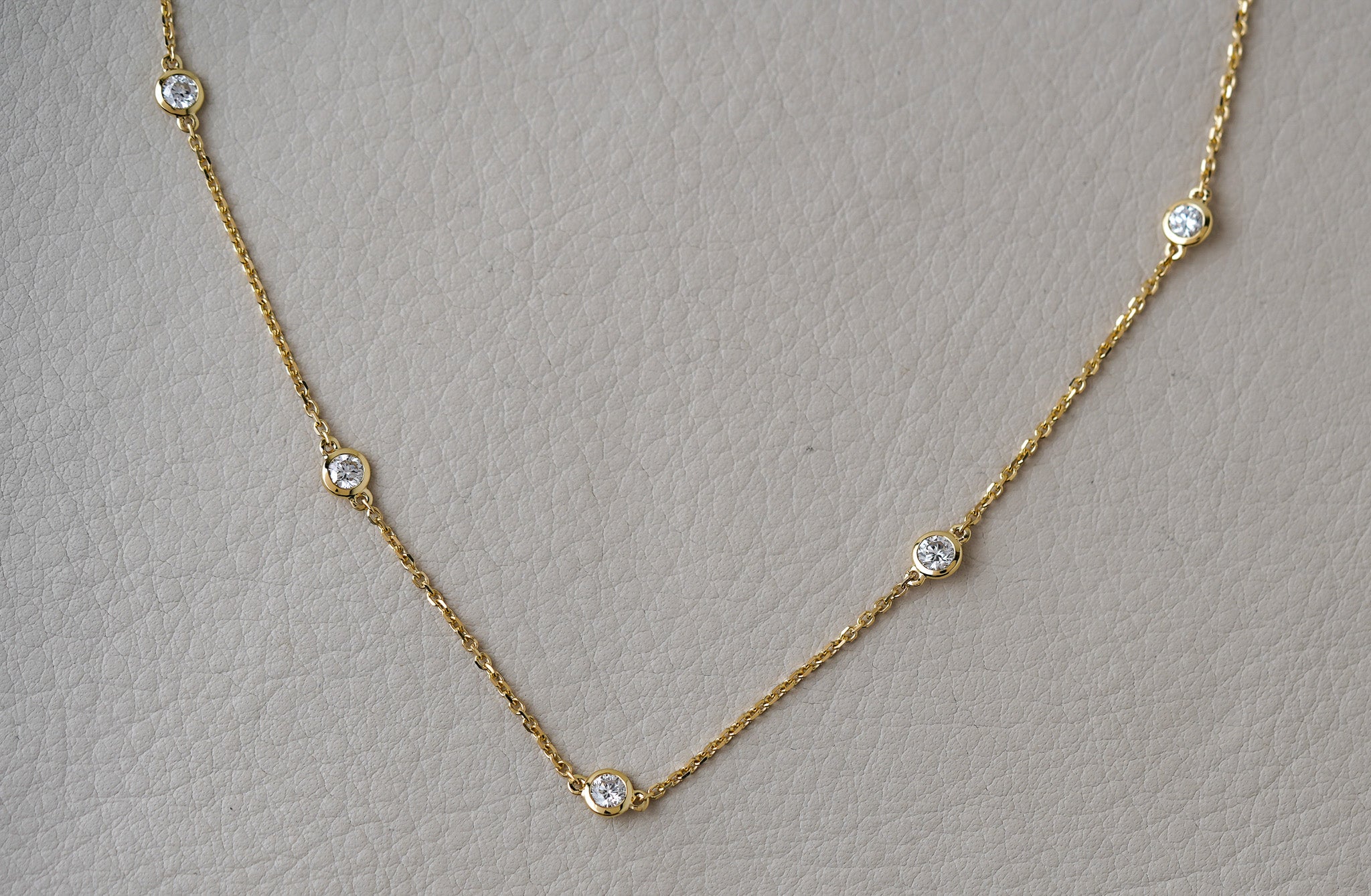 1.05ctw 14k Yellow Gold Lab Grown Diamond Station Chain 18