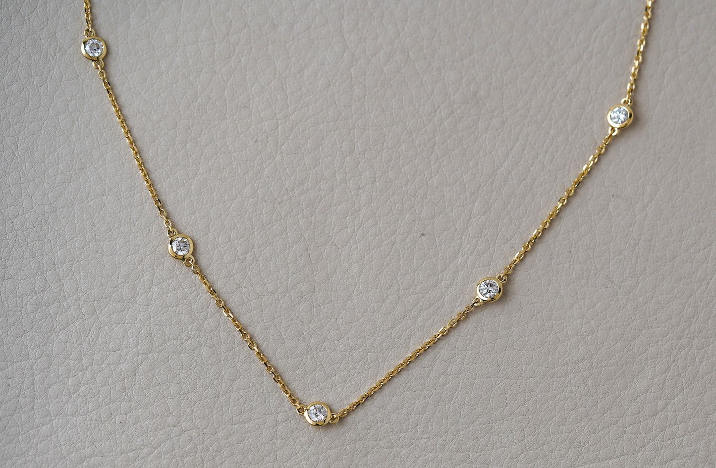 1.05ctw 14k Yellow Gold Lab Grown Diamond Station Chain 18"