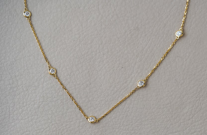1.05ctw 14k Yellow Gold Lab Grown Diamond Station Chain 18"