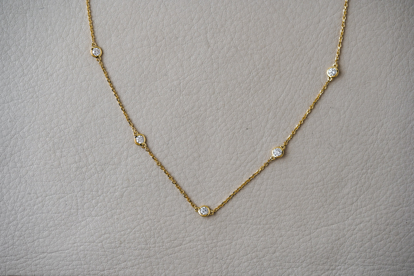 1.05ctw 14k Yellow Gold Lab Grown Diamond Station Chain 18"