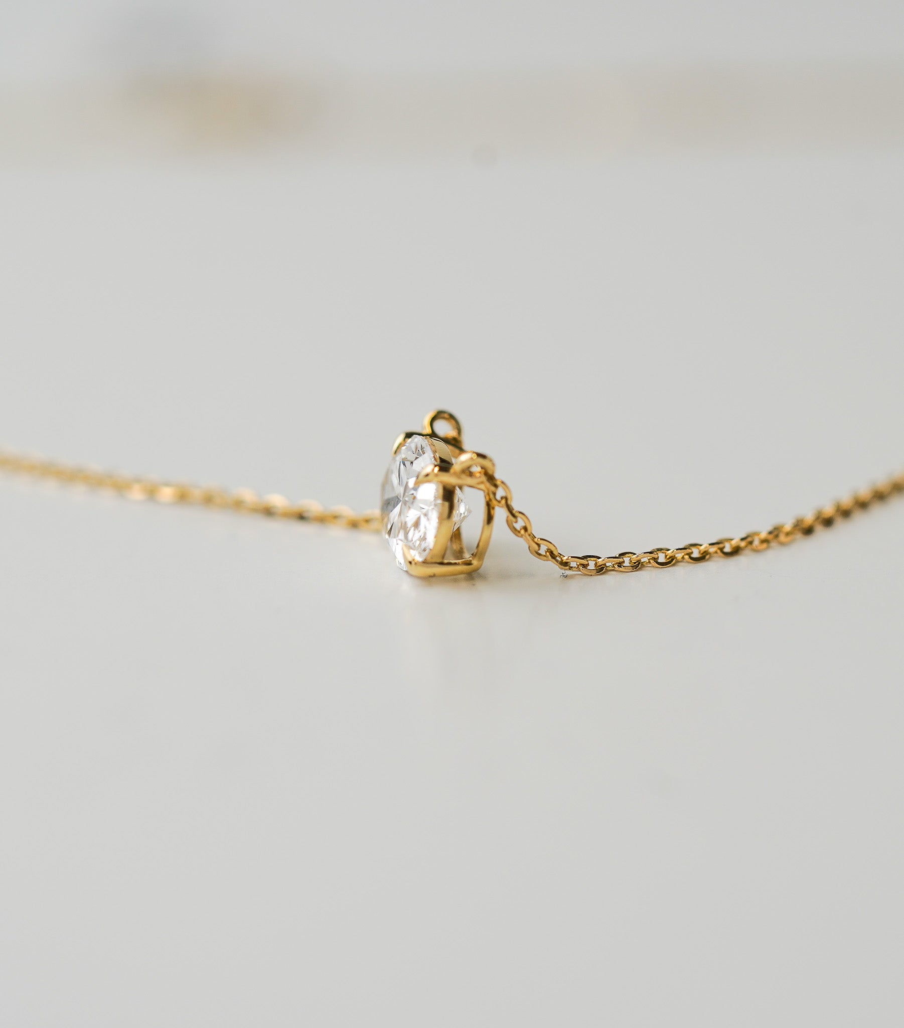 14k Yellow Gold 2.04ct Lab Grown Oval Diamond Solitaire Pendant Necklace