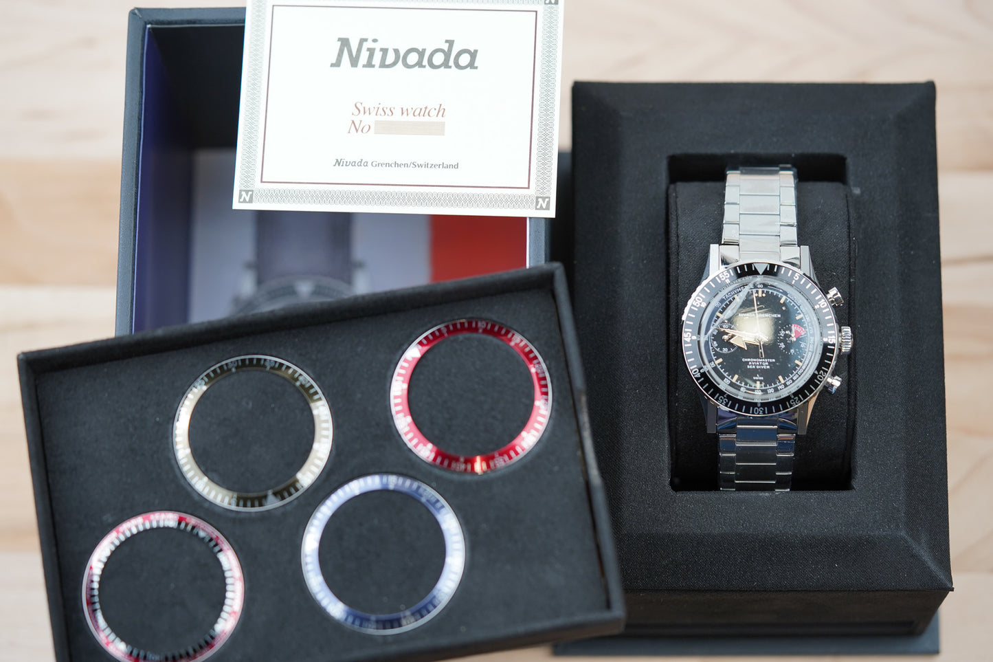 Nivada Grenchen Chronomaster Broad Arrow - Inter Bezel Flat Link Bracelet 86056M20LC