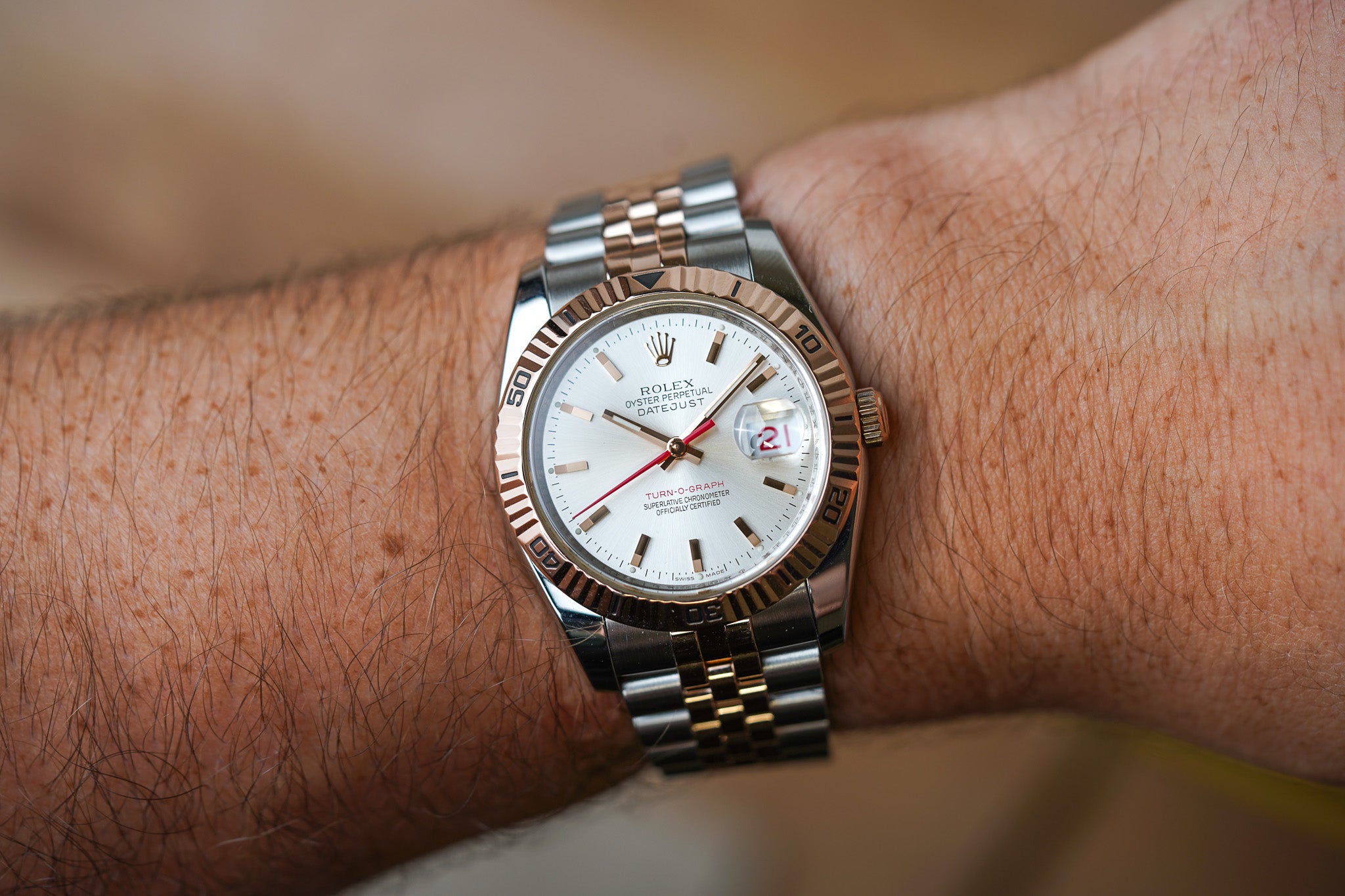 Rolex Datejust Turn-O-Graph 116261 Rose Gold Two Tone Jubilee