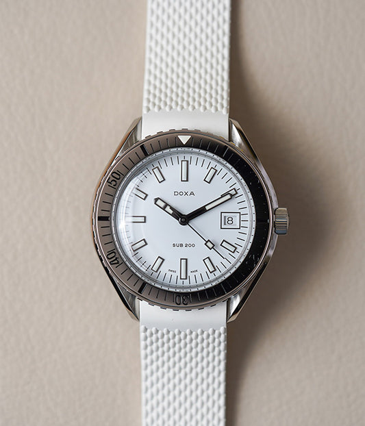 Doxa SUB 200 Whitepearl Steel Inlay Rubber 796.10.011.23
