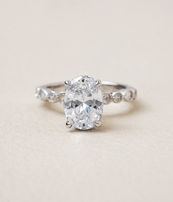 Fancy Accented Milgrain Engagement Ring