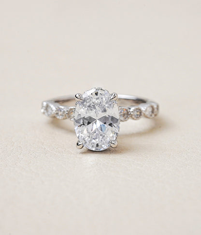 Fancy Accented Milgrain Engagement Ring