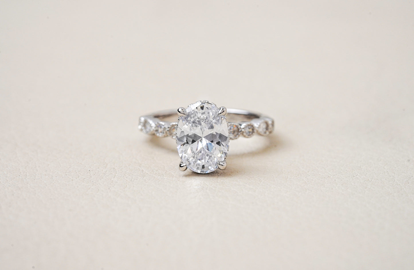 Fancy Accented Milgrain Engagement Ring