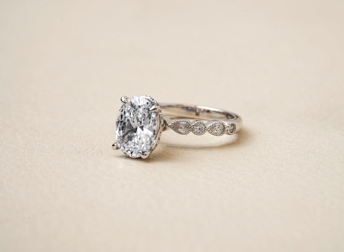 Fancy Accented Milgrain Engagement Ring