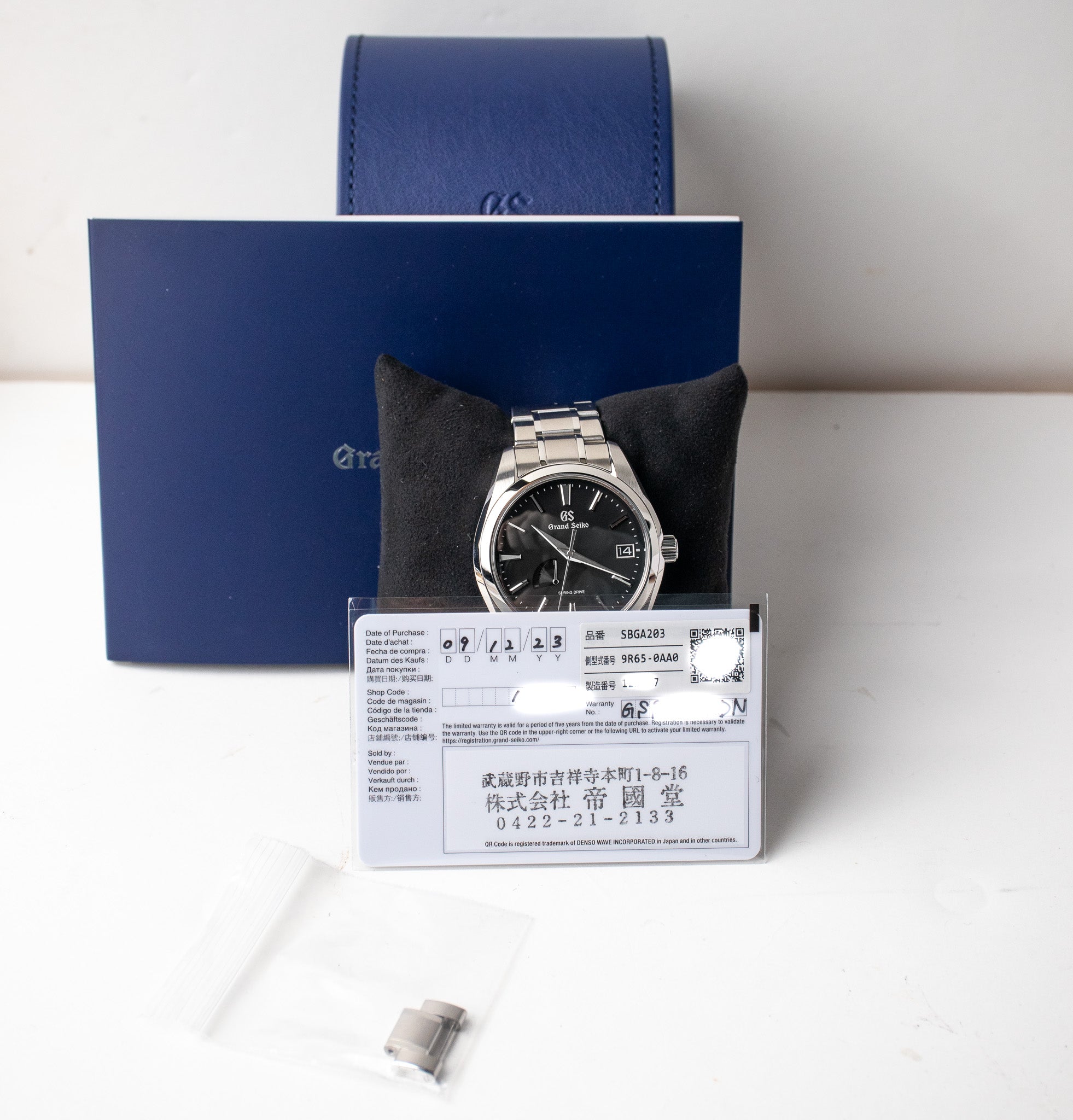 Grand Seiko SBGA203 Charcoal Dial