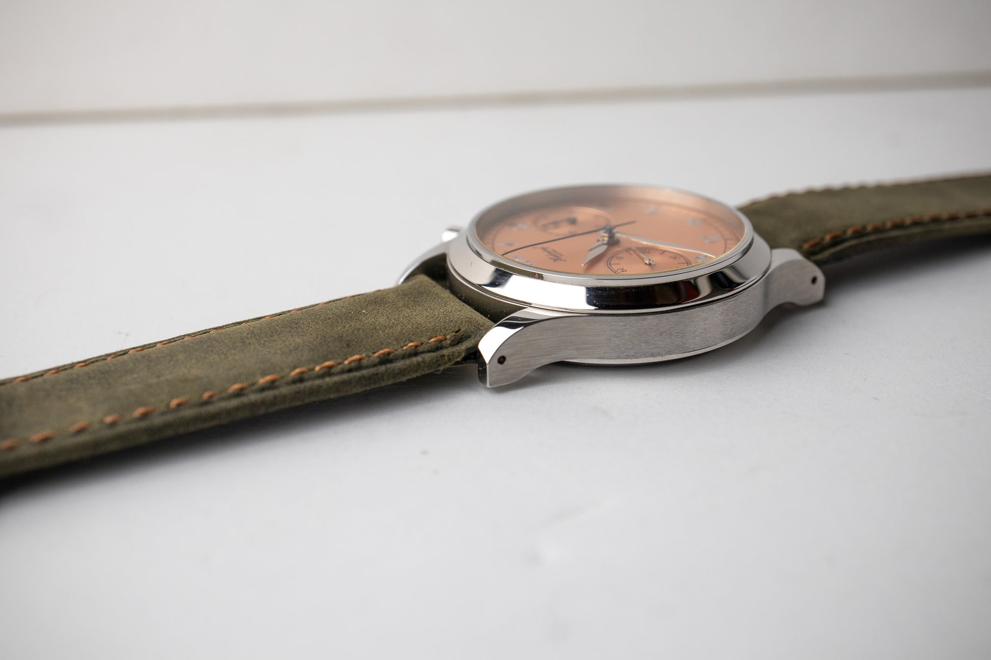 Habring Chrono-Felix stainless steel men's watch top left side of case and lug