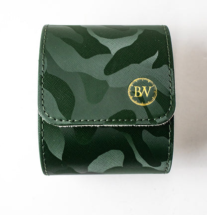 Green Camo Single Watch Travel Case