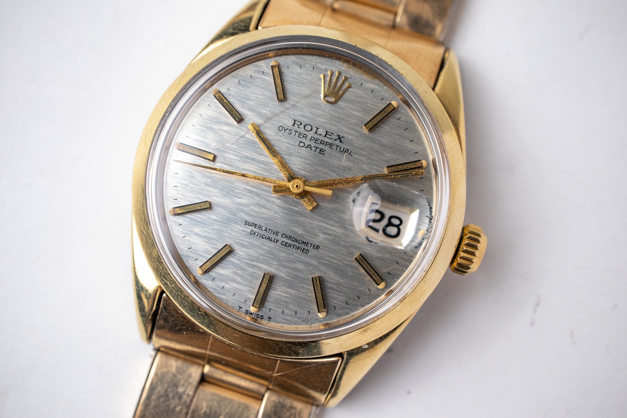 1972 Rolex Date 1505 Gold "Silver Mosaic"