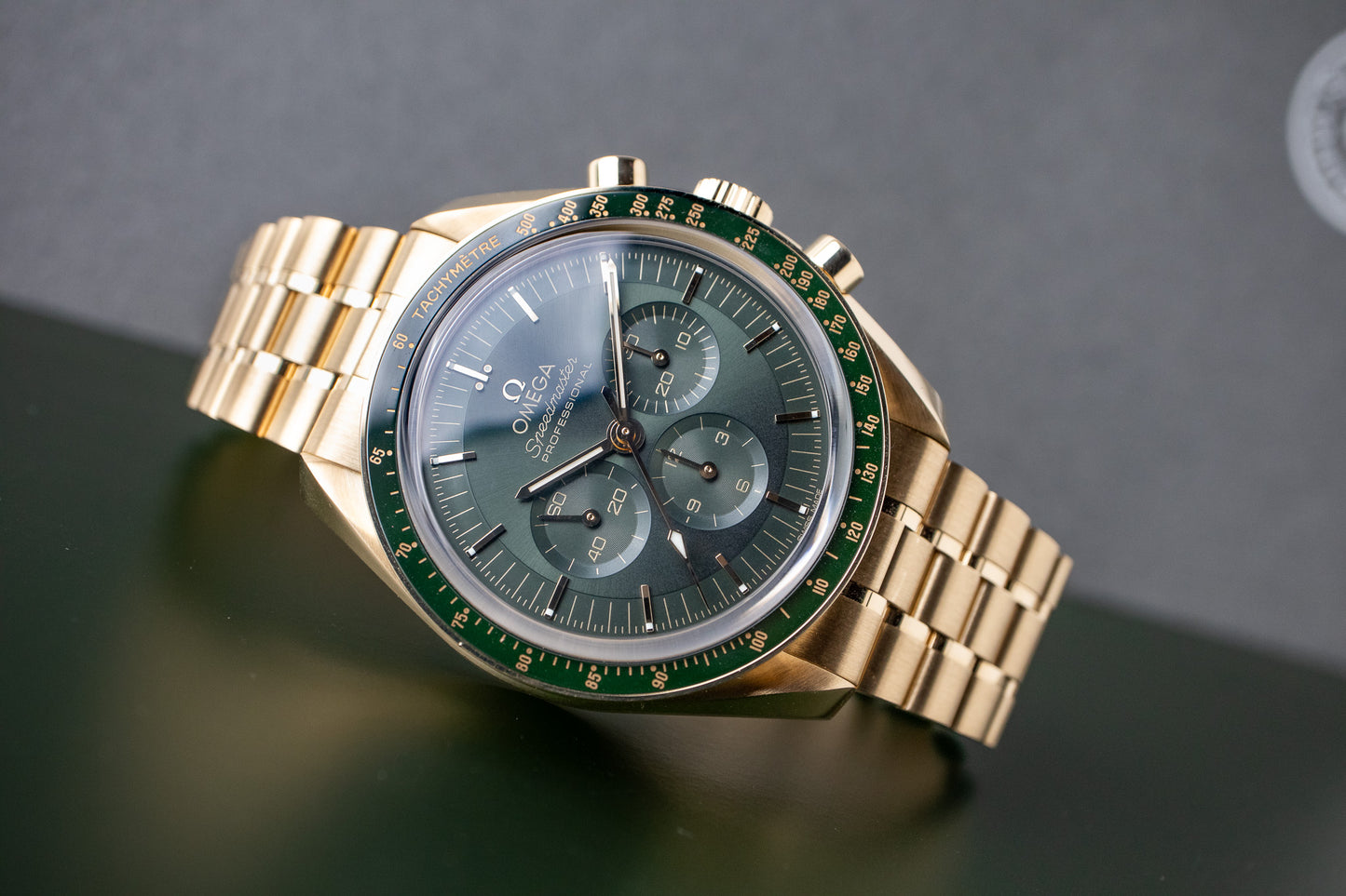 Omega Speedmaster 18K Moonshine Gold Green Dial 310.60.42.50.10.001