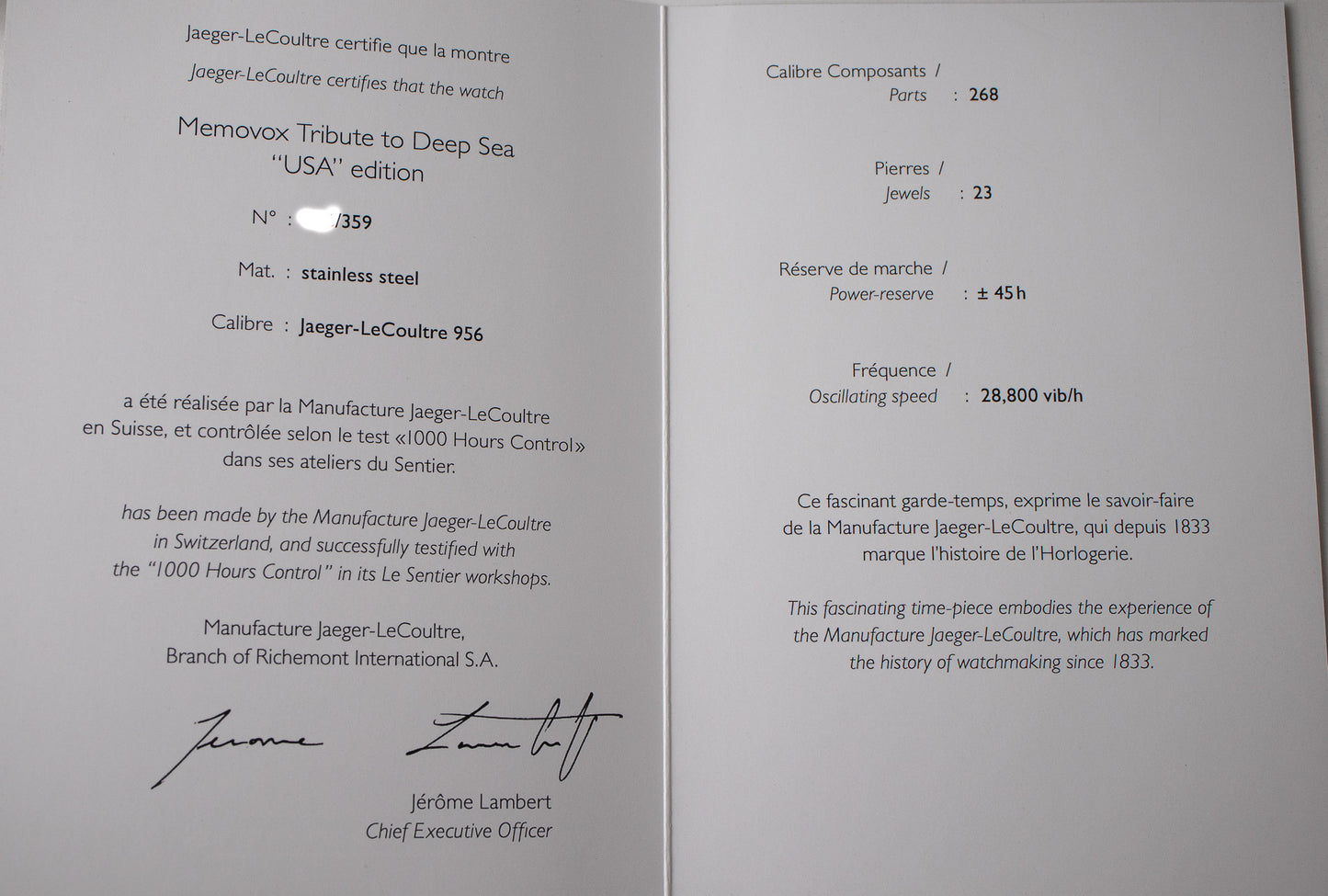 Jaeger-Le Coultre Memovox "Tribute to Deep Sea" Limited Edition