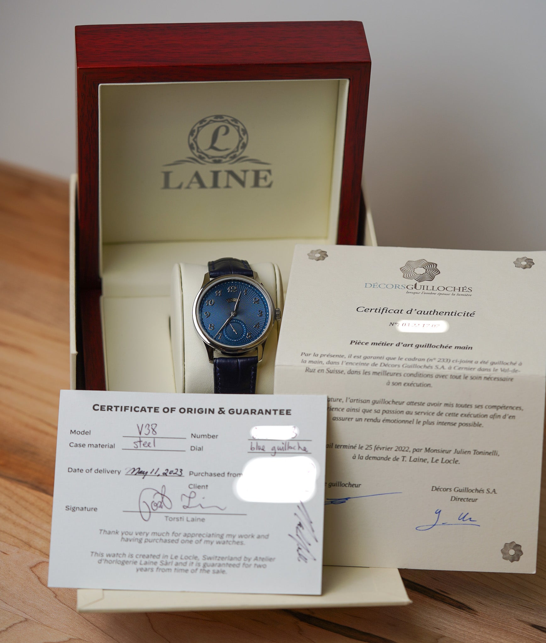 Laine Torsti Blue Guilloche V38