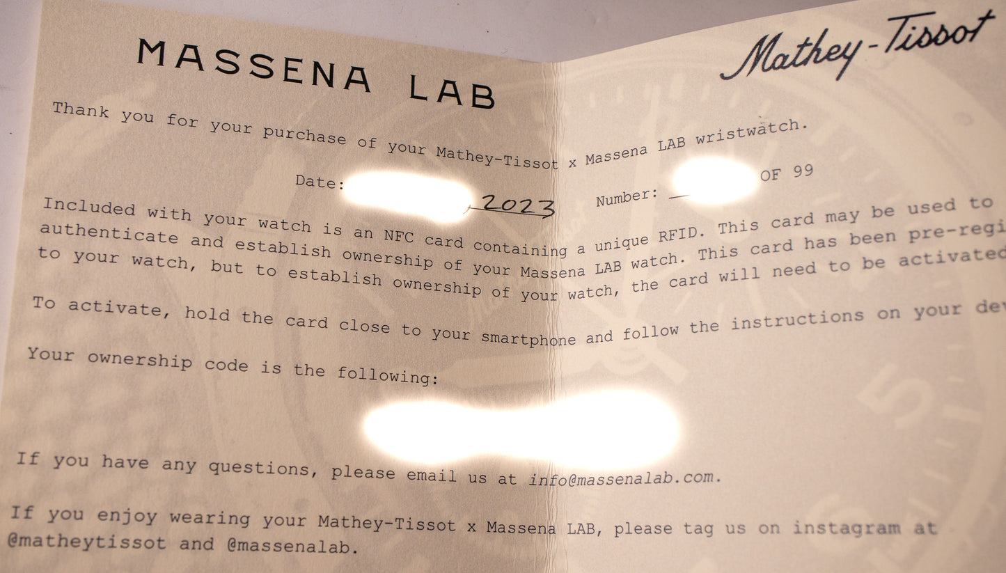 MATHEY-TISSOT X MASSENA LAB MERGULHADOR SKIN DIVER