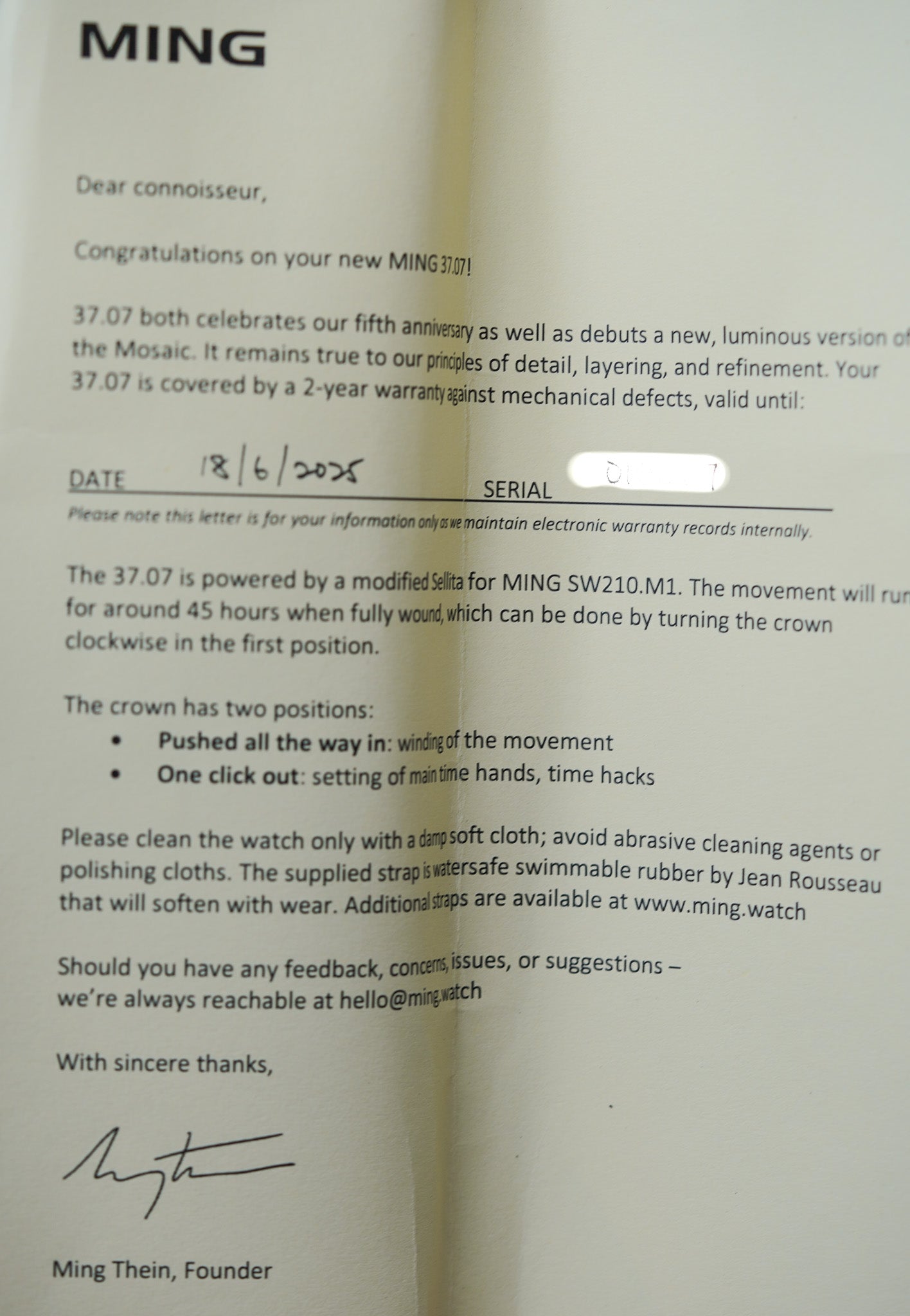 MING 37.07 Mosaic Dial