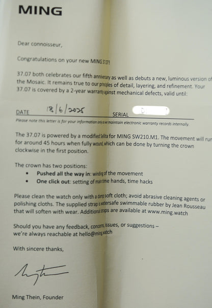 MING 37.07 Mosaic Dial