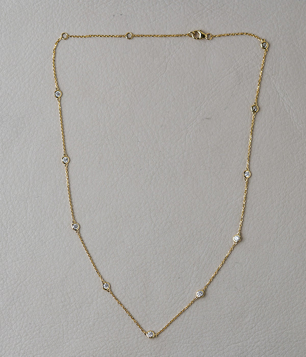 1.05ctw 14k Yellow Gold Lab Grown Diamond Station Chain 18"