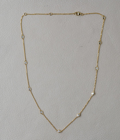 1.05ctw 14k Yellow Gold Lab Grown Diamond Station Chain 18"