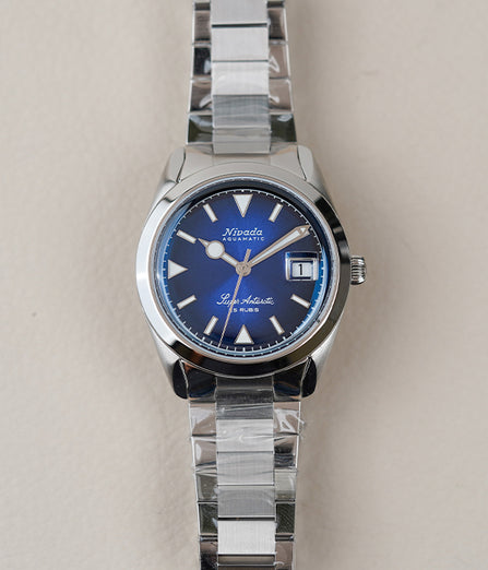 Nivada Grenchen Antarctic Blue Date 38mm 32076A20 Flat Link