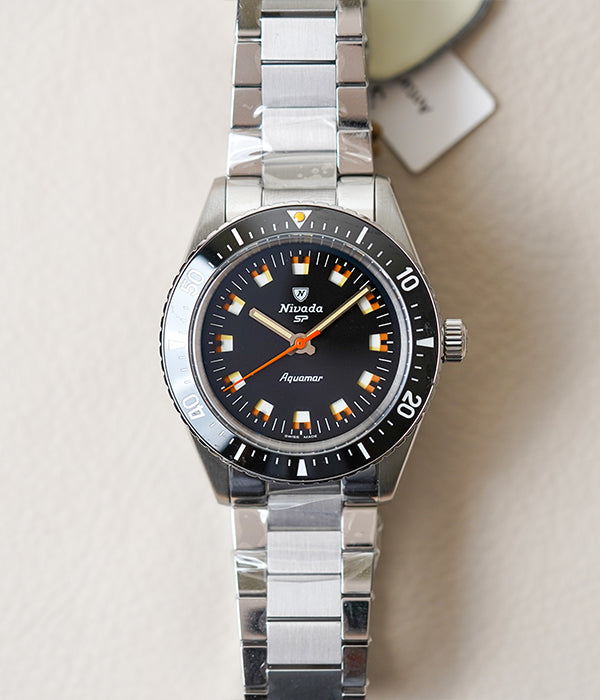 Nivada Grenchen Aquamar Black Flat Link Bracelet 32068A20