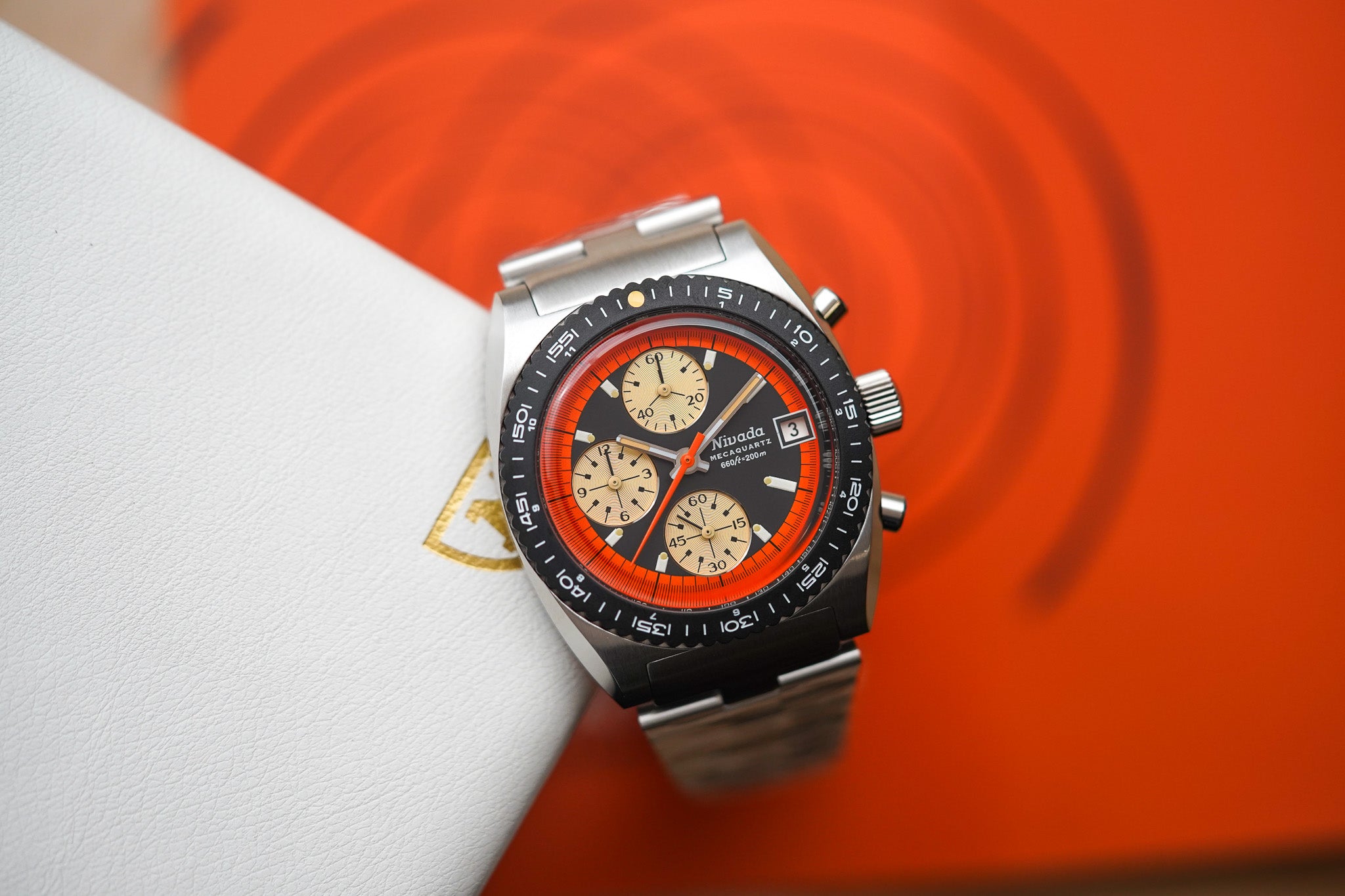 Nivada Grenchen Autochron Mecaquartz Orange 77004Q45