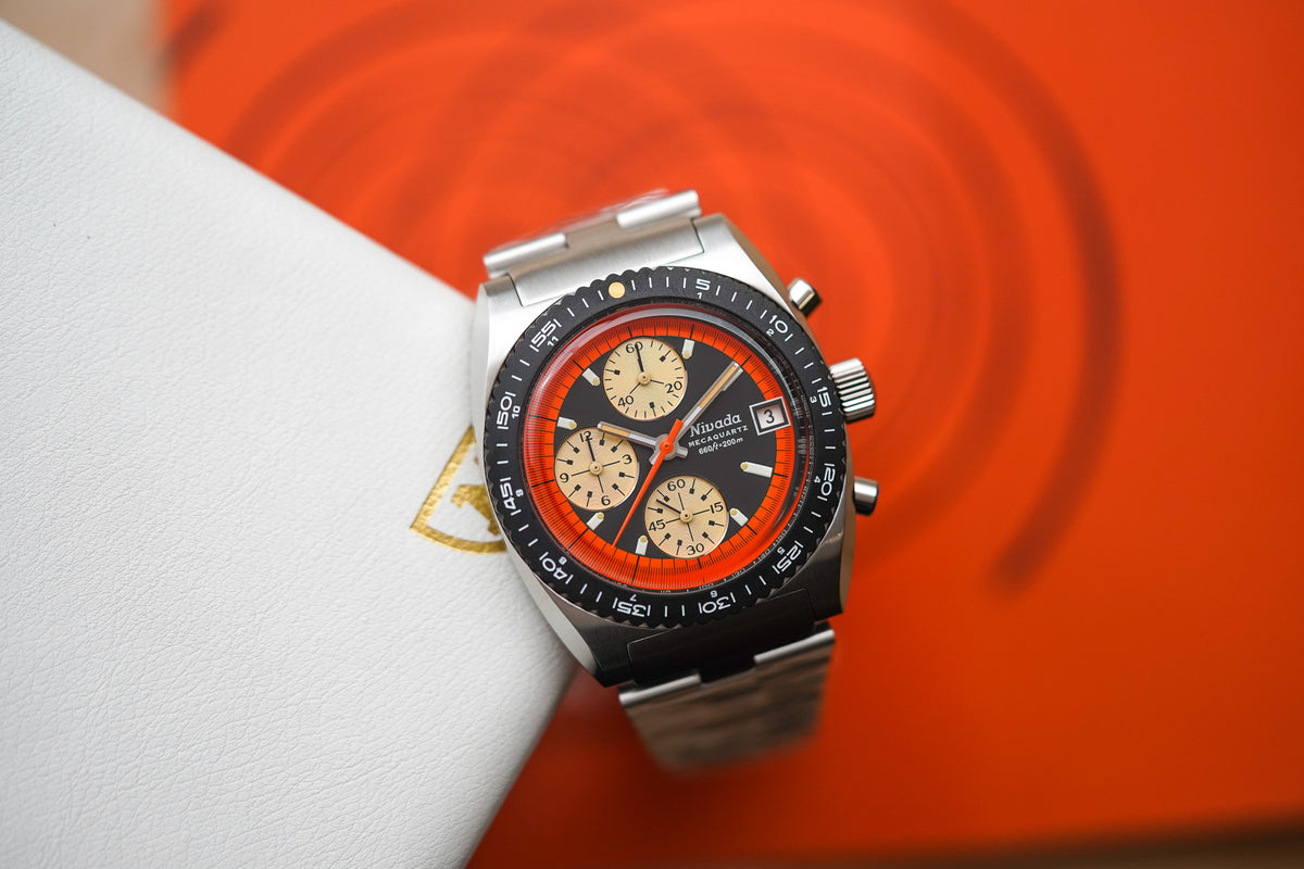 Nivada Grenchen Autochron Mecaquartz Orange 77004Q45