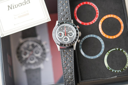 Nivada Grenchen Chronoking MecaQuartz Racing Black INTER BEZEL 87048Q10