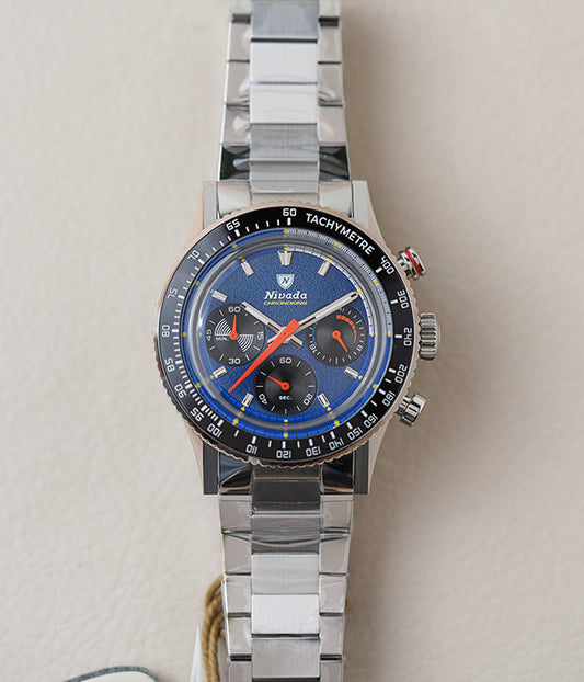 Nivada Grenchen Chronoking MecaQuartz Racing Blue INTER BEZEL 87050Q20