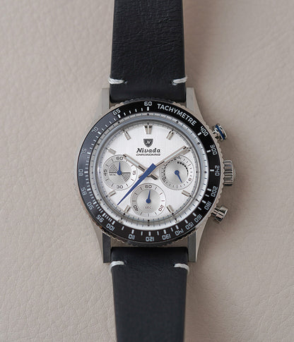 Nivada Grenchen Chronoking MecaQuartz Racing Silver INTER BEZEL 87046Q15