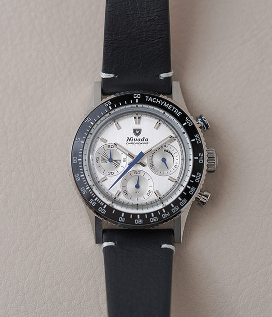 Nivada Grenchen Chronoking MecaQuartz Racing Silver INTER BEZEL 87046Q15