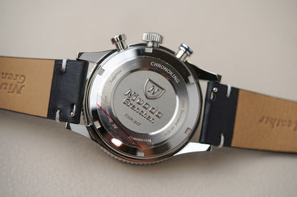 Nivada Grenchen Chronoking MecaQuartz Racing Silver INTER BEZEL 87046Q15