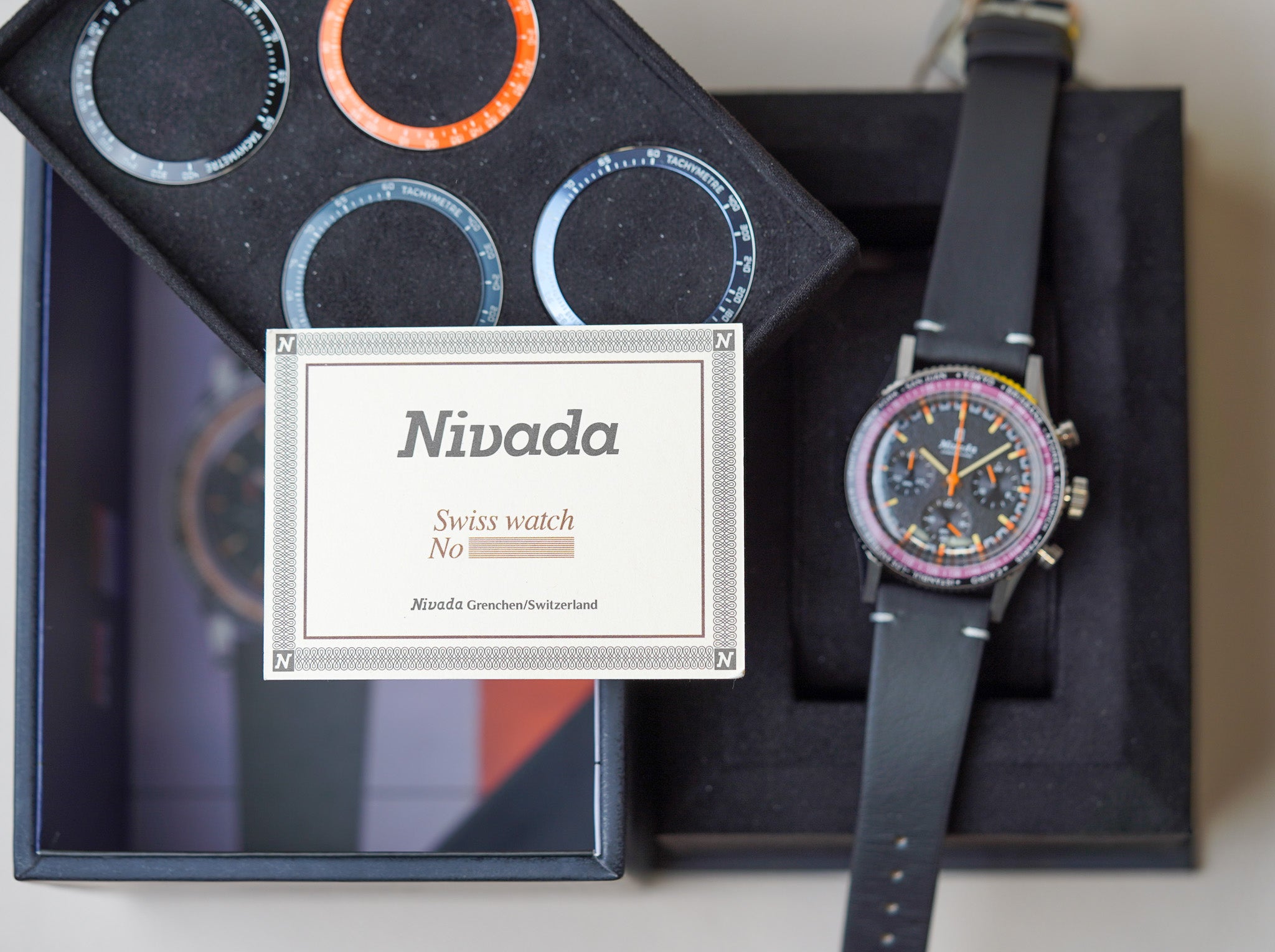 Nivada Grenchen Chronoking MecaQuartz Tachymeter INTER BEZEL 87042Q15