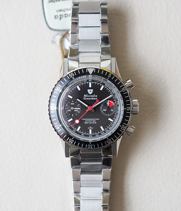 Nivada Grenchen Chronomaster White Lollipop Manual INTER-BEZEL 86011WM20LC