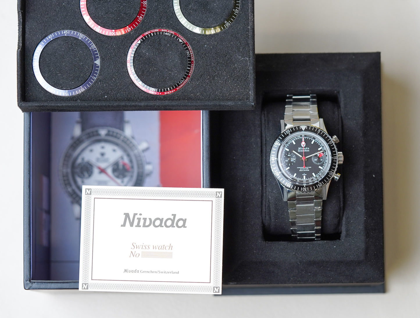 Nivada Grenchen Chronomaster White Lollipop Manual INTER-BEZEL 86011WM20LC