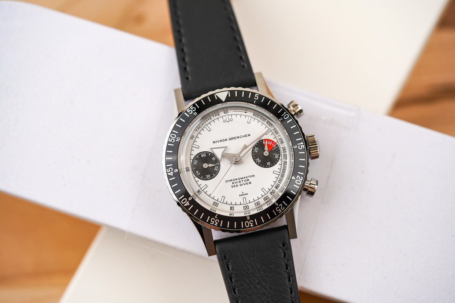 Nivada Grenchen Chronomaster White Panda Inter.Bezel 86010WM03LC