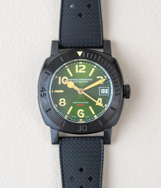 Nivada Grenchen Depthmaster Black DLC Green 14135A01