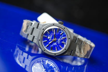 Nivada Grenchen F77 Black Ceramic Lapis Lazuli Dial 68022A77