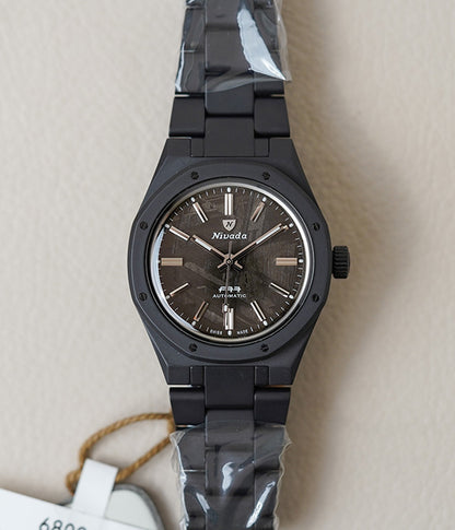 Nivada Grenchen F77 Black Ceramic Meteorite Dial 68020A77