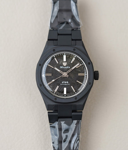 Nivada Grenchen F77 Black Ceramic Meteorite Dial 68020A77
