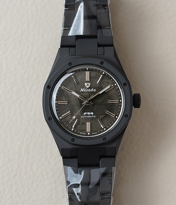 Nivada Grenchen F77 Black Ceramic Meteorite Dial 68020A77