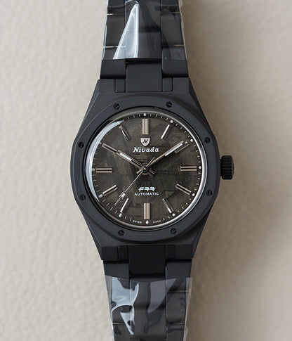 Nivada Grenchen F77 Black Ceramic Meteorite Dial 68020A77