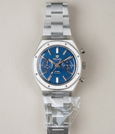 Nivada Grenchen F77 Chrono Mecaquartz Blue 38MM 68000Q77