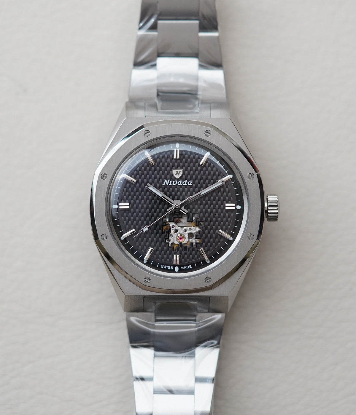 Nivada Grenchen F77 MK2 Open Heart Titanium 38mm 68023A77