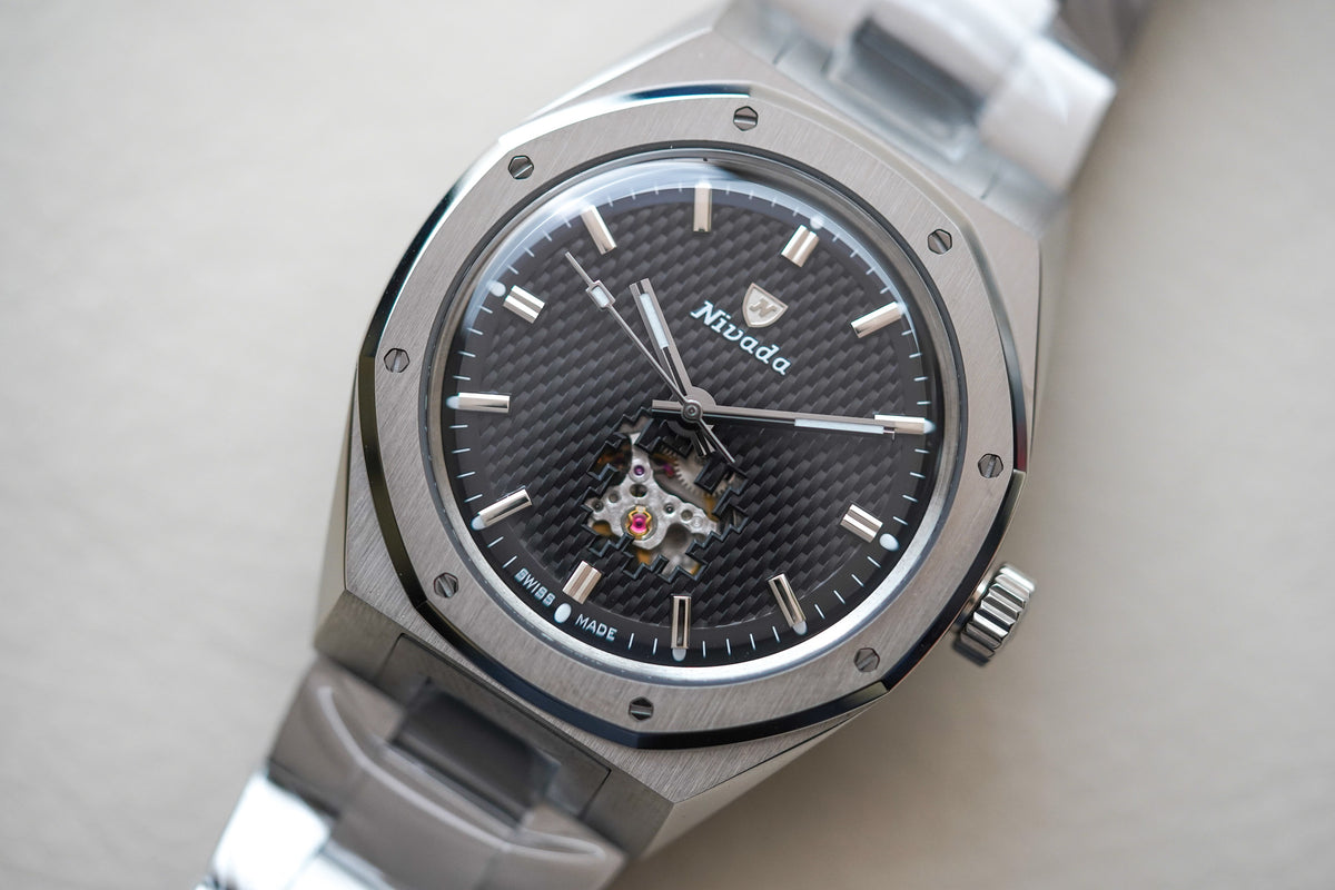 Nivada Grenchen F77 MK2 Open Heart Titanium 38mm 68023A77