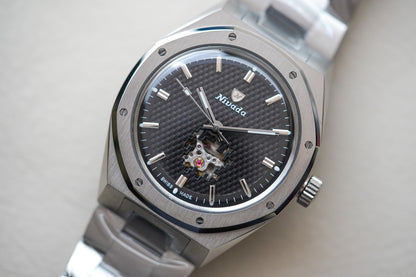 Nivada Grenchen F77 MK2 Open Heart Titanium 38mm 68023A77