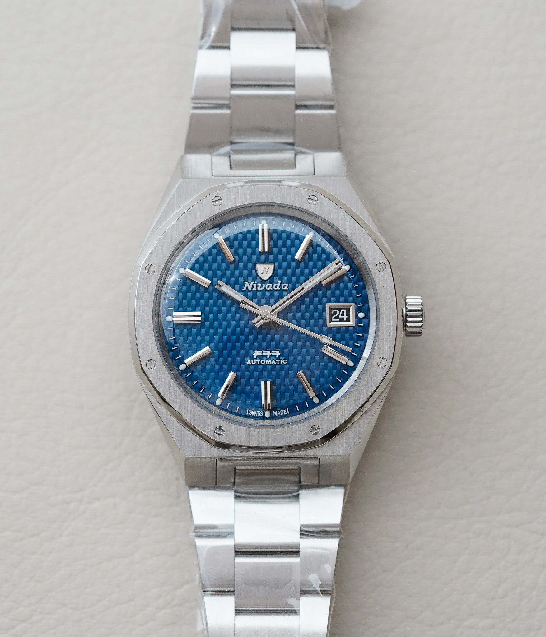 Nivada Grenchen F77 MK2 SST Blue Dial Date 69013A77