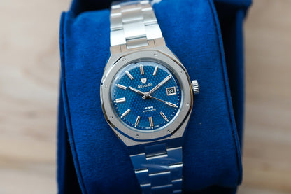 Nivada Grenchen F77 MK2 SST Blue Dial Date 69013A77